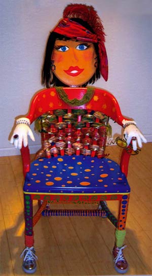Belian Art Center: Linda Shears:  Tulula of Troy - Repurposed Chair for Charity.